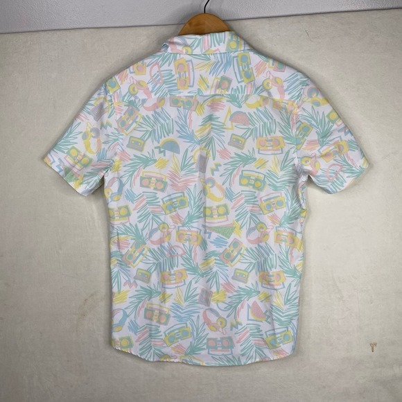 Southern Shirt Co. Blue Pink Tropical Turn It Up Stretch Polo Shirt Size Small - Picture 4 of 5